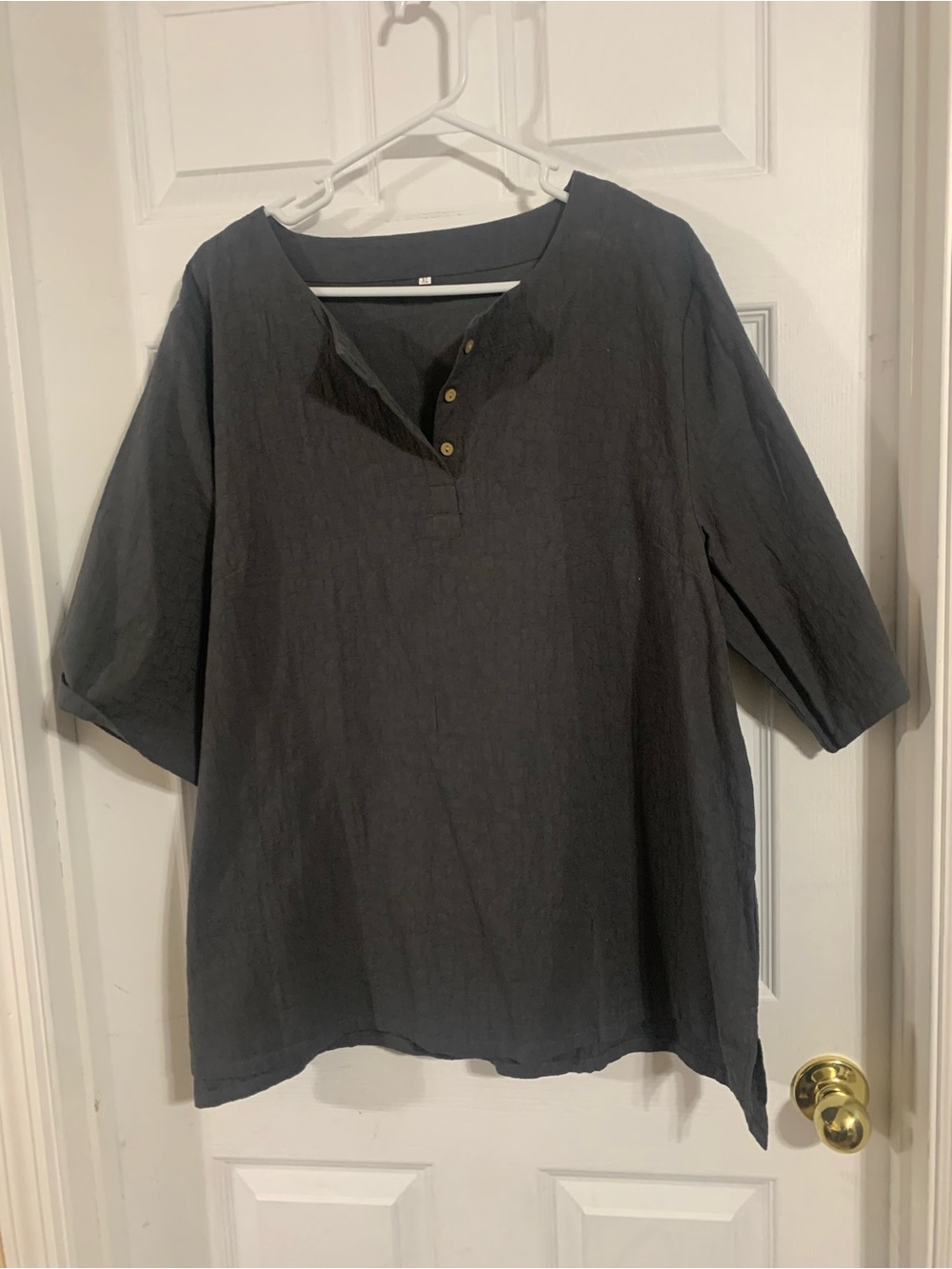 Relaxed Black Henley Tunic Top